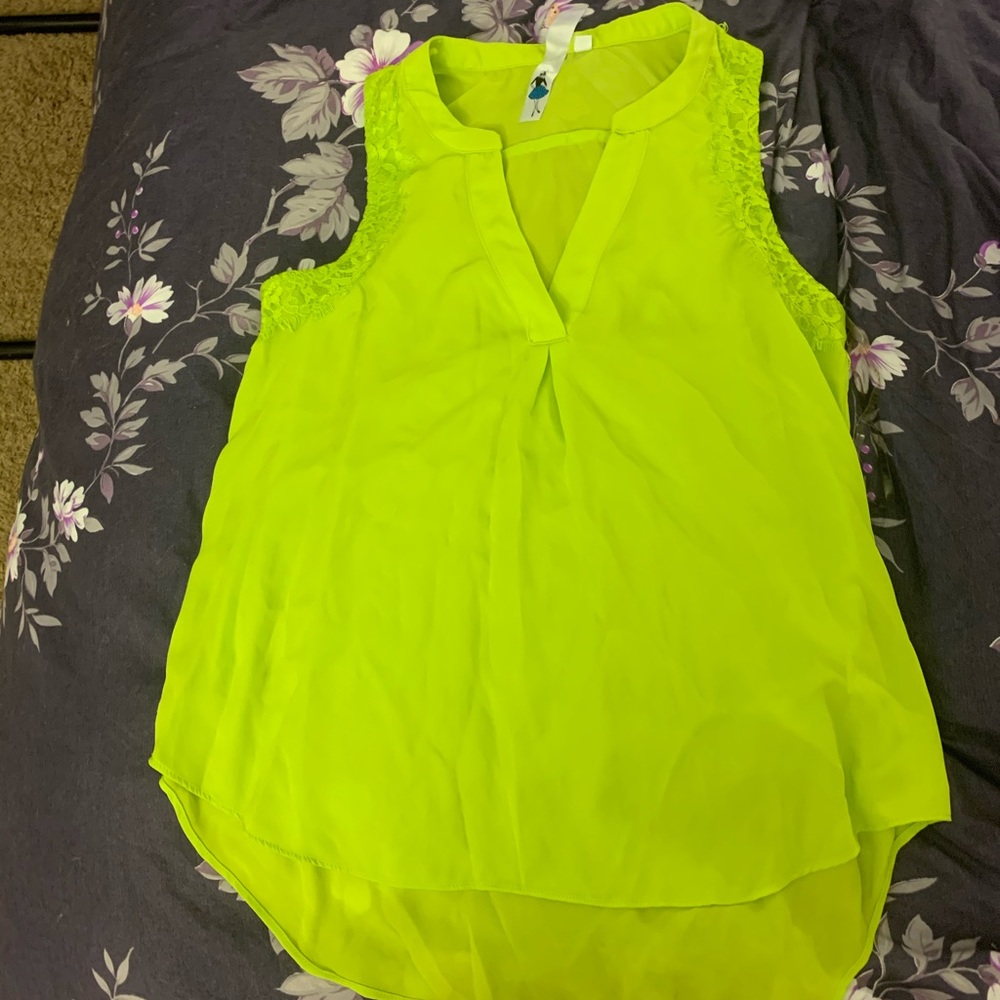Lime Green Sleeveless Blouse